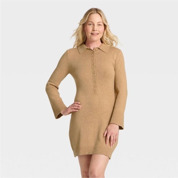 a new day Dresses & Skirts - A New Day Women’s Long Sleeve Collared Sweater Dress